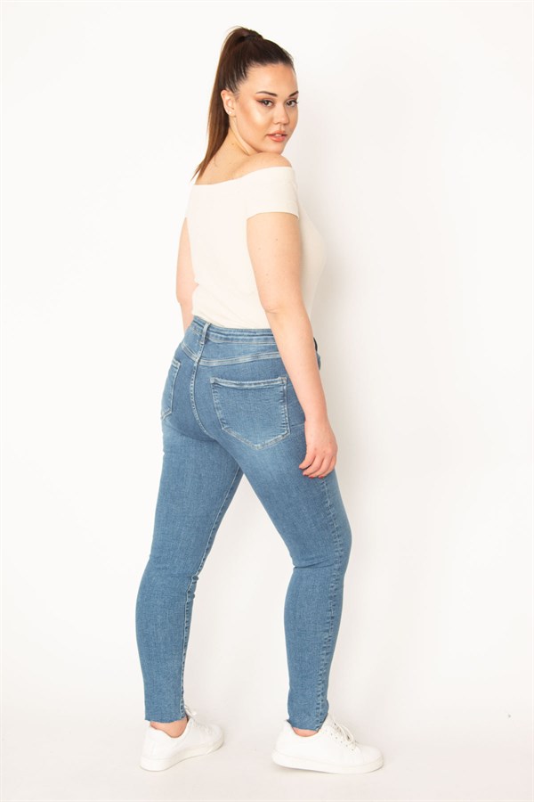 KADIN MAVİ 5 CEP LİKRALI PAÇASI PİS DİKİŞ SKİNNY JEAN PANTOLON