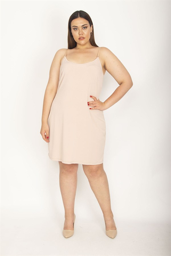 Kadın Bej Askı Boyu Ayarlı Jüpon Elbise 65N29145