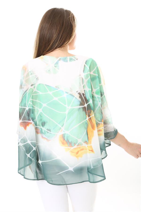 Kadın Büyük Beden Yeşil İçi Viskon Atletli Şifon Tunik 65N37912