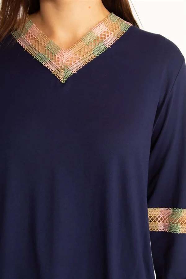 Kadın Haki Dantel Detaylı Bluz 65N34647