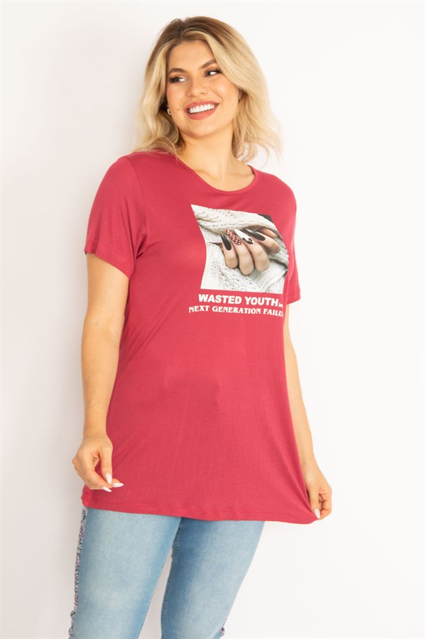 Kadın Gül Kurusu Dijital Baskılı Bluz 65N34685