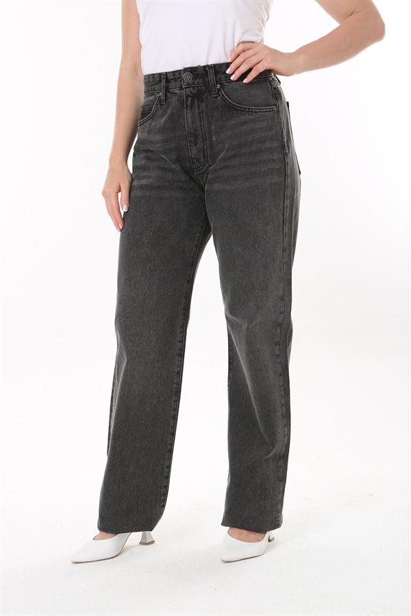 Kadın Büyük Beden Antrasit Yüksek Bel 5 Cepli Kot Pantolon 65N37745