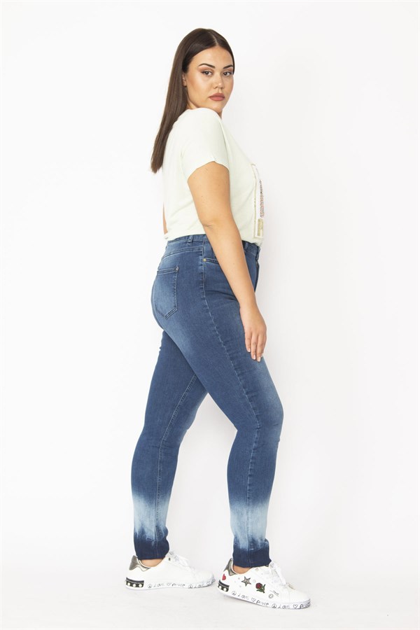 Kadın Lacivert Yıkama Efektli 5 Cep Likralı Kot Pantolon 65N28524