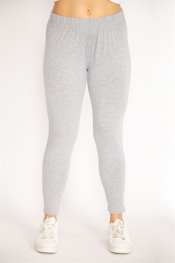 Kadın Gri Paça Fermuar Ve Taş Detaylı Tayt Pantolon 65N34882