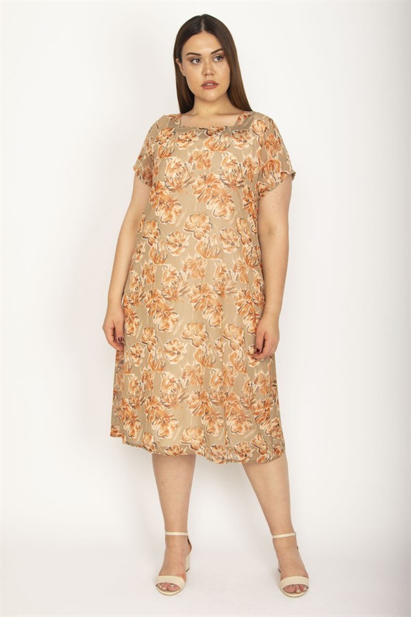 Kadın Renkli Astarlı Şifon Elbise 65N26549