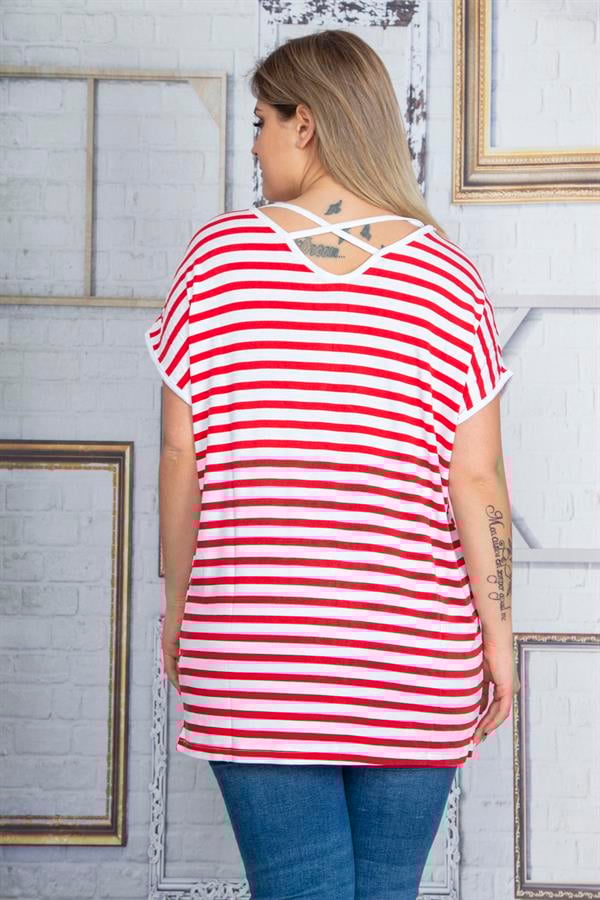 Kadın Kırmızı Sırt Detaylı Viskon Bluz 65N22833