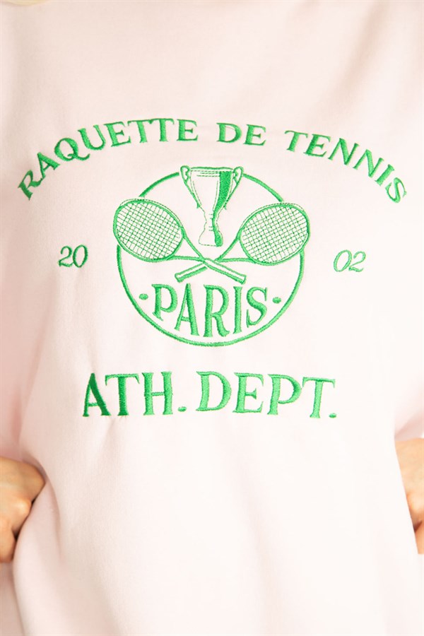 Kadın Pembe 3 İplik İçi Şardonlu Polar Nakışlı Sweatshirt 65N35073