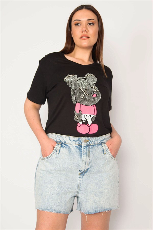 KADIN MAVİ YIKAMA EFEKTLİ PAÇASI PİS DİKİŞLİ JEAN ŞORT