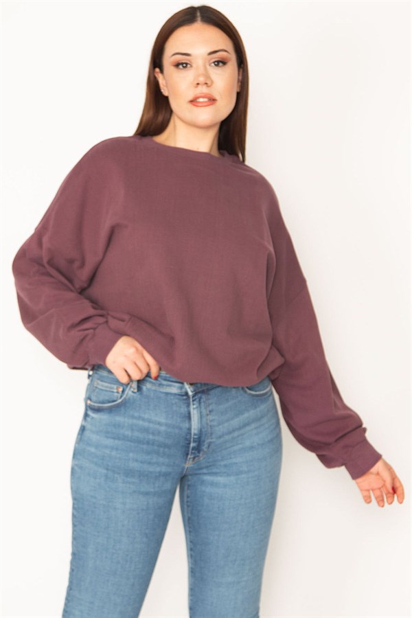 WOMEN'S COLORFUL 3-YARN SWEATSHIRT WITH RASHED INSIDE AND ELASTIC HEM