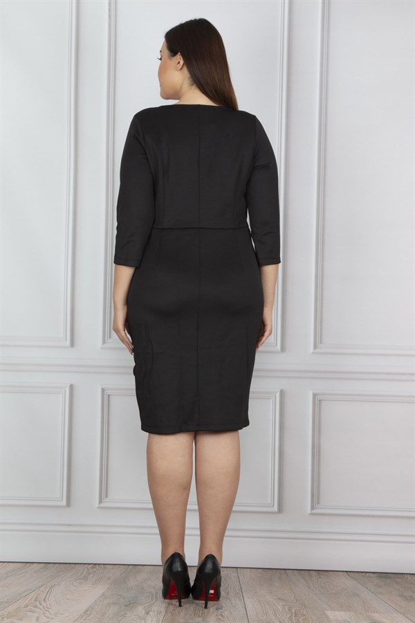 WOMEN'S BLACK EYELIGHT DETAILED DRESS