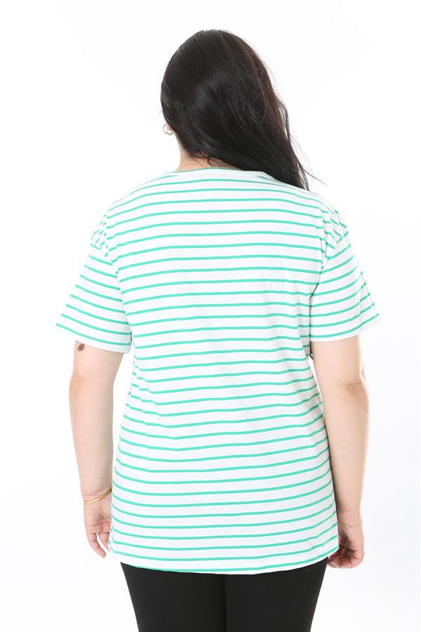 Kadın Büyük Beden Gül Kurusu Bisiklet Yakalı Kısa Kollu Bluz 65N38006