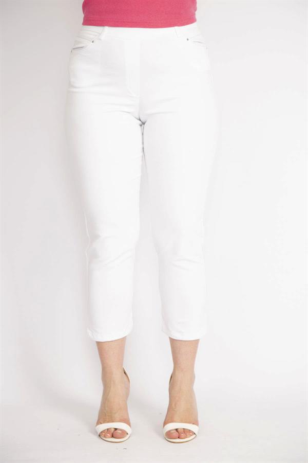 Kadın Beyaz Büyük Beden Ön Cepli Gabardin Kumaş Tayt