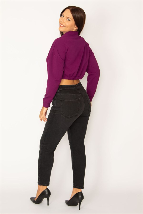 Kadın Antrasit Likraklı 5 Cep Kot Pantolon 65N34335