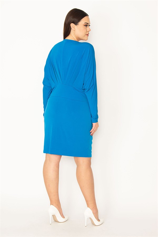 KADIN BORDO GÖĞÜS VE BEL DETAYLI ELBİSE