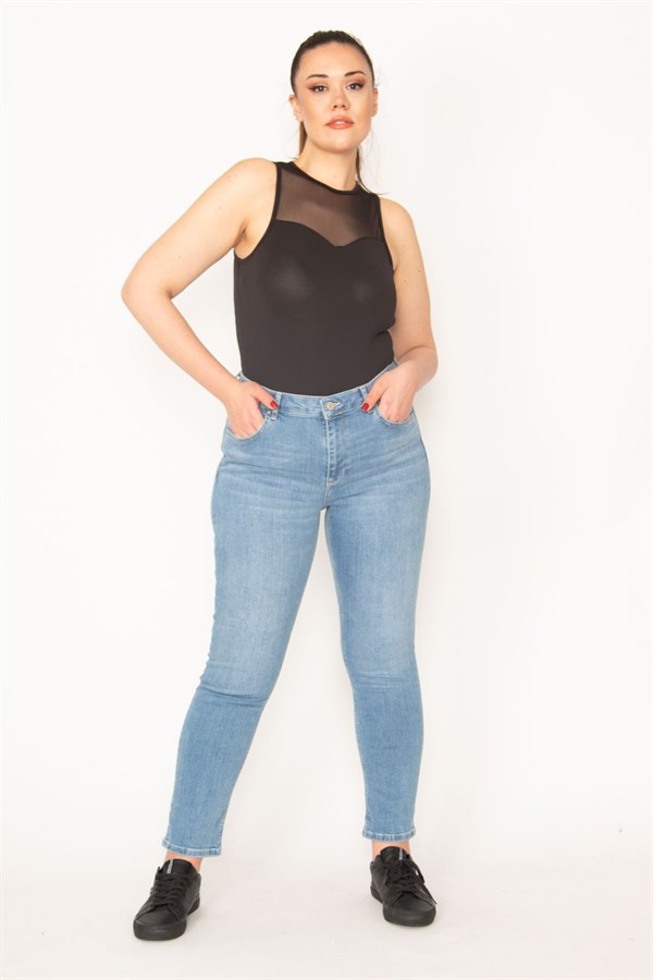 KADIN MAVİ 5 CEP LİKRALI SLİM FİT JEAN PANTOLON