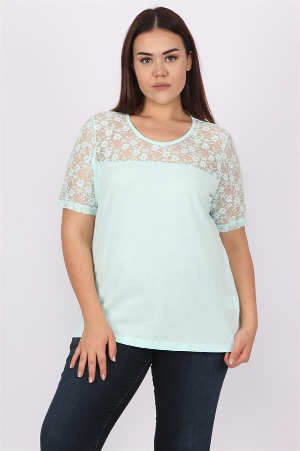 Kadın Beyaz Pamuklu Kumaş Dantel Detaylı Bluz 65N20711