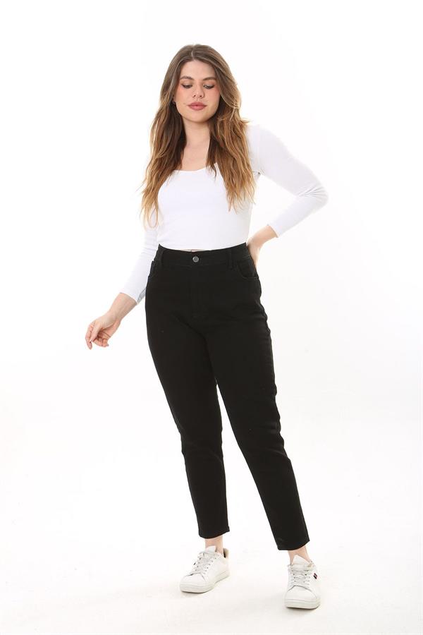 Kadın Büyük Beden Siyah 5 Cepli Likralı Kot Pantolon 65N37646