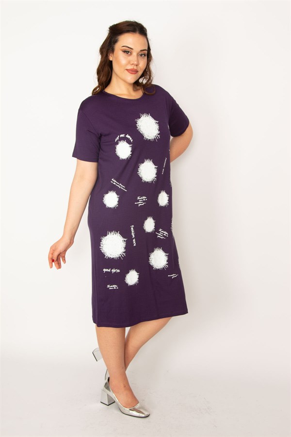 Kadın Kırmızı Ön Baskılı Viskon Elbise 65N33248