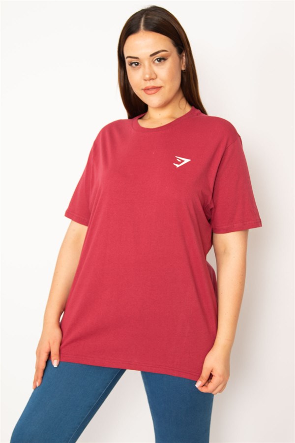 Kadın Bordo Bisiklet Yakalı Kısa Kollu Basic Bluz 65N33279