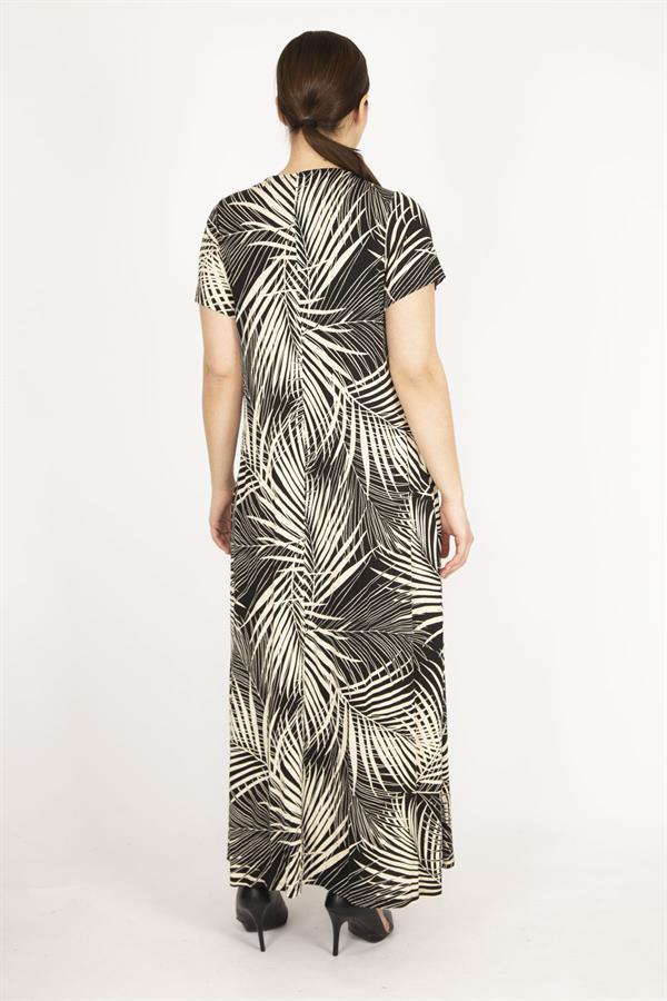 Kadın Mor Büyük Beden Anvelop Yakalı Renkli Uzun Elbise