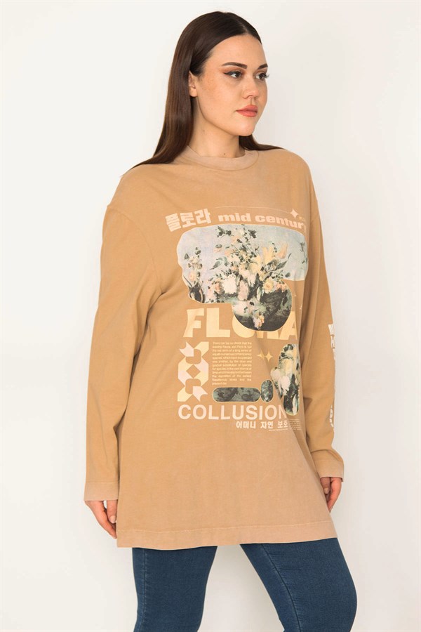 SWEAT-SHIRT IMPRIMÉ BEIGE POUR FEMME