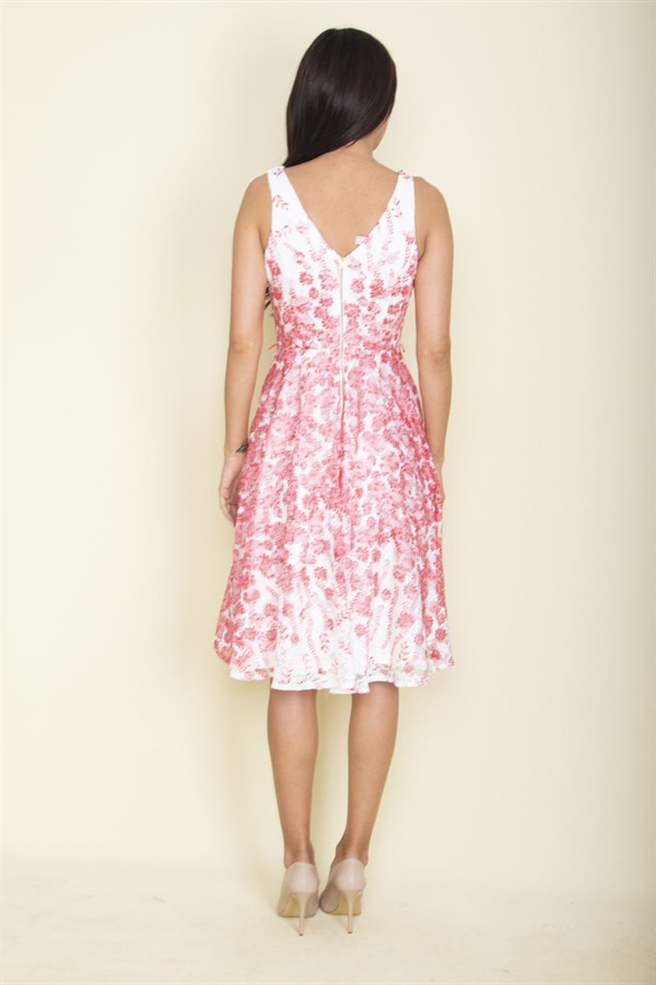 ARKA FERMUARLI ASTARLI DANTEL ELBİSE