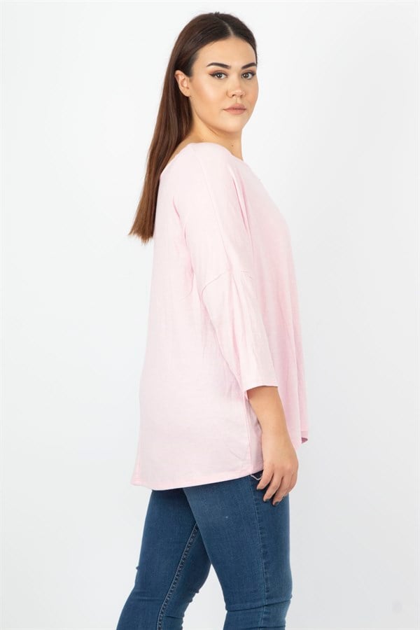 Kadın Pembe Yarasa Kol Tunik 65N29751