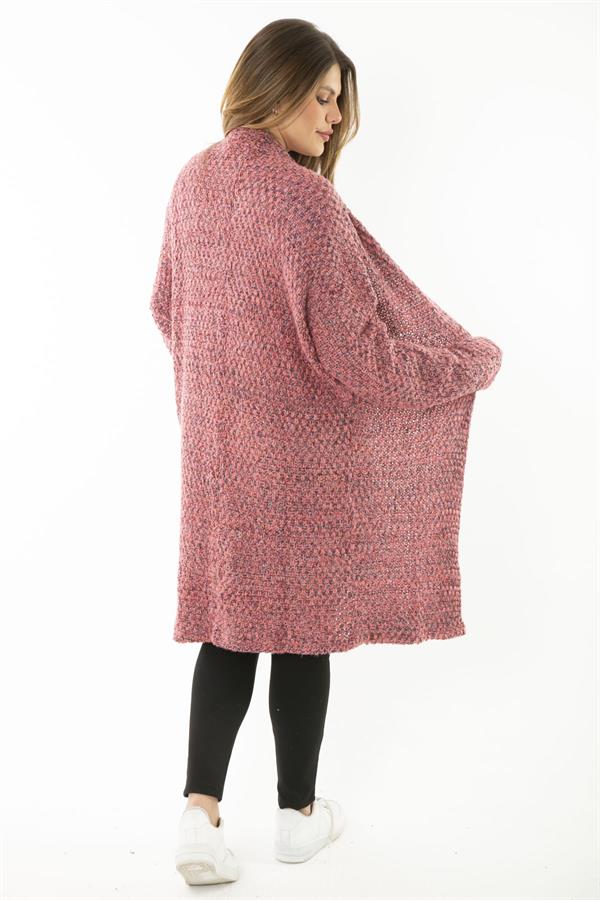 Kadın Büyük Beden Renkli Kalın Triko Hırka 65N37173