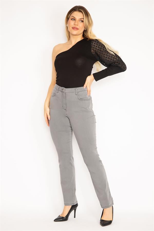 Kadın Gri 5 Cepli Likralı Kot Pantolon 65N35151