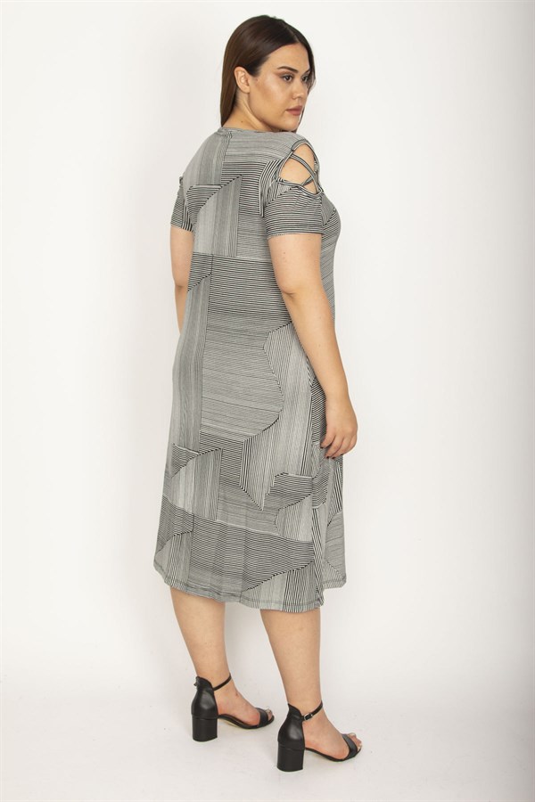 Kadın Gri Omuz Detaylı Elbise 65N26571