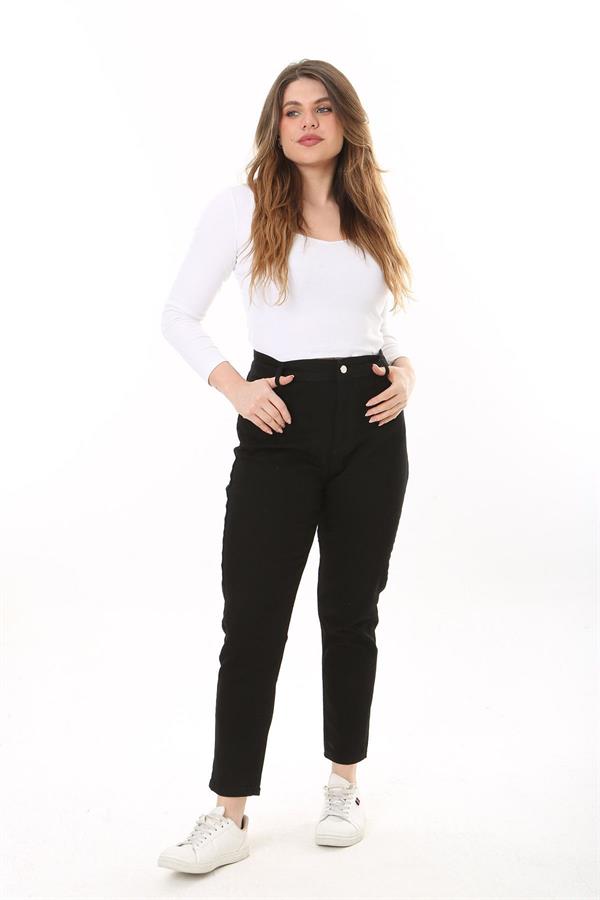 Kadın Büyük Beden Siyah 5 Cepli Likralı Kot Pantolon 65N37646