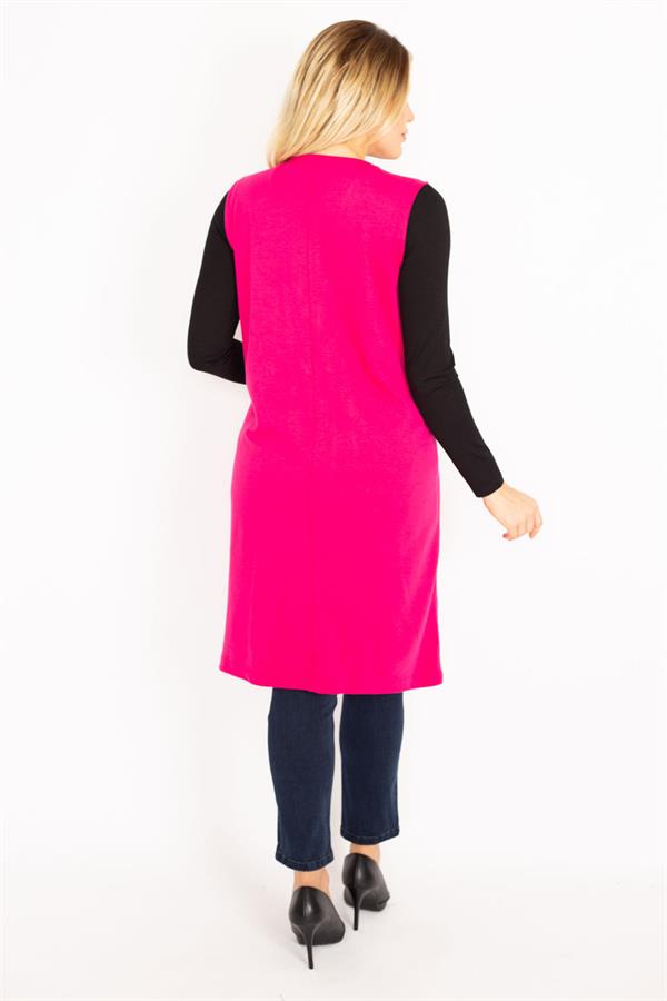 Kadın Fujya Ön Düğmeli Uzun Yelek 65N35012