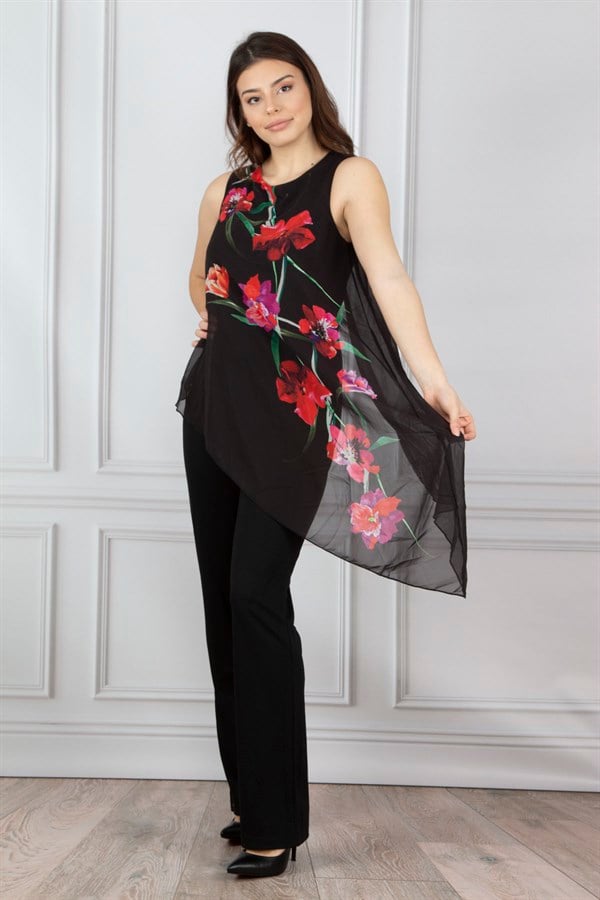 Kadin Siyah Şifon Detayli Tulum 26N12044