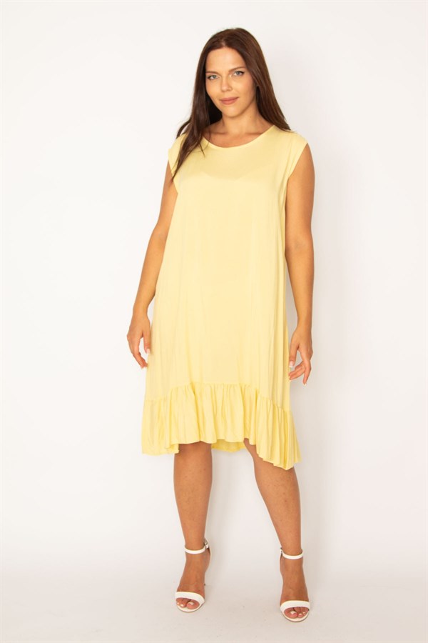 Kadın Bordo Etek Ucu Fırfırlı Viskon Elbise 65N35402