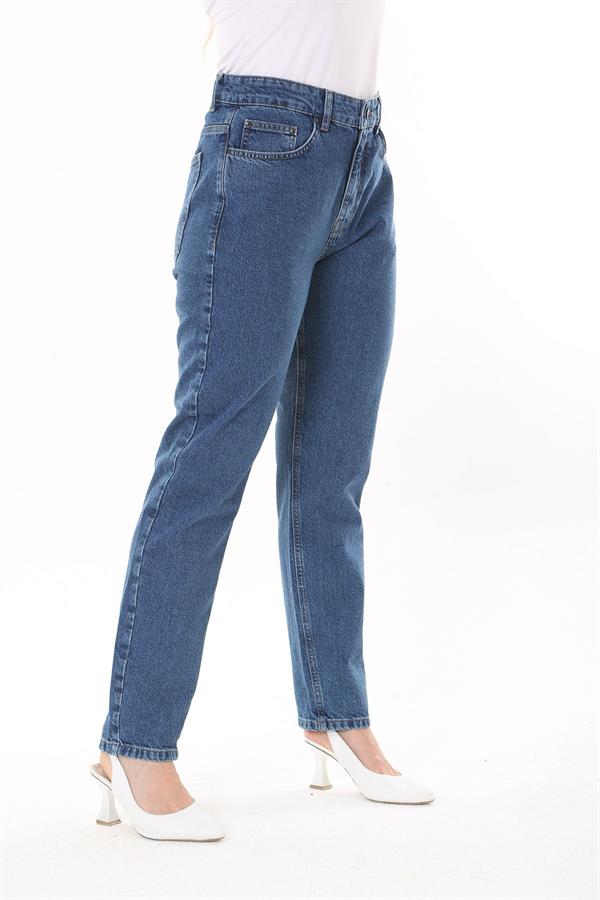 Kadın Büyük Beden Lacivert 5  Cepli Kot Pantolon 65N37731