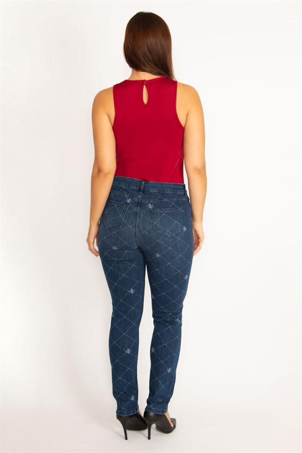 Kadın Lacivert Likralı 5 Cep Kot Pantolon 65N34535