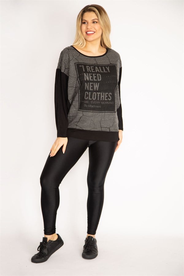 Kadın Siyah Baskı Detaylı İki Renkli Tunik 65N35209