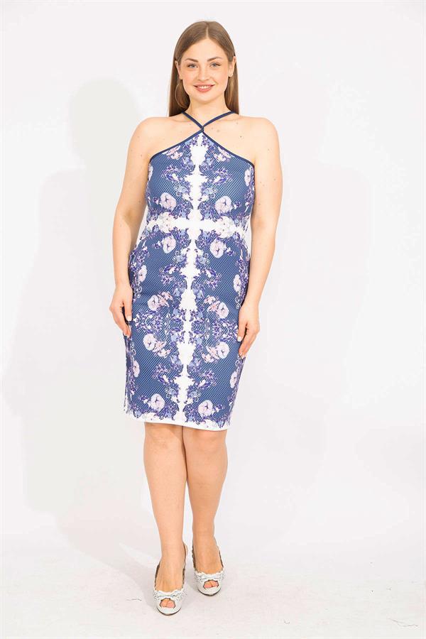 Kadın Renkli Büyük Beden Askı Boyu Ayarlı Elbise 65N35679