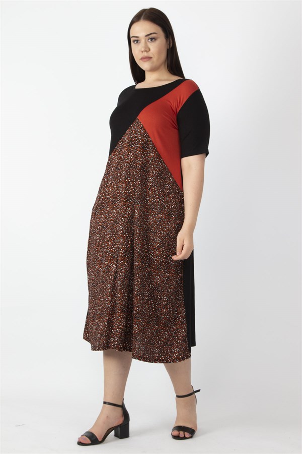 Kadın Turuncu Viskon Garnili Elbise 65N23624