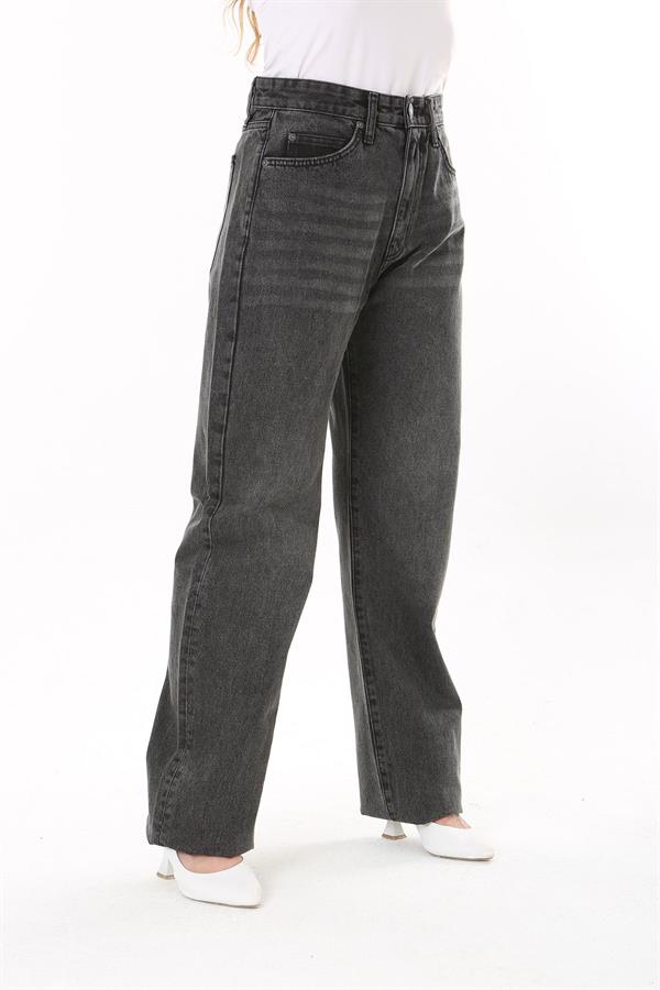 Kadın Büyük Beden Antrasit Yüksek Bel 5 Cepli Kot Pantolon 65N37745