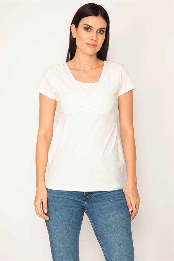 KADIN KEMİK YAKA KAPATMA PARÇALI ANVELOP BLUZ