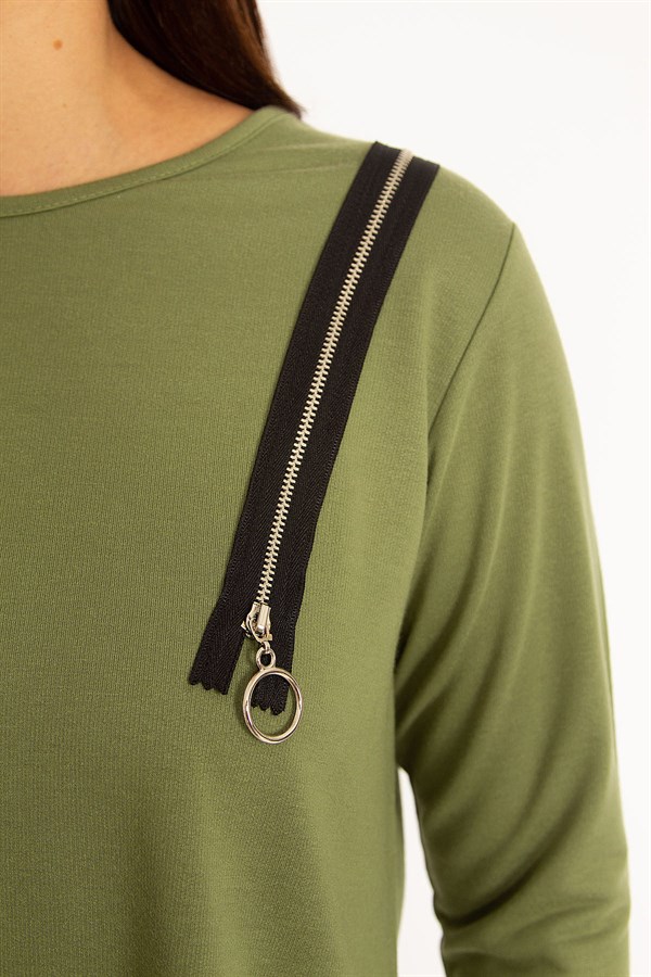 Women's Burgundy Ornamental Zippered Sweatshirt 65N34599