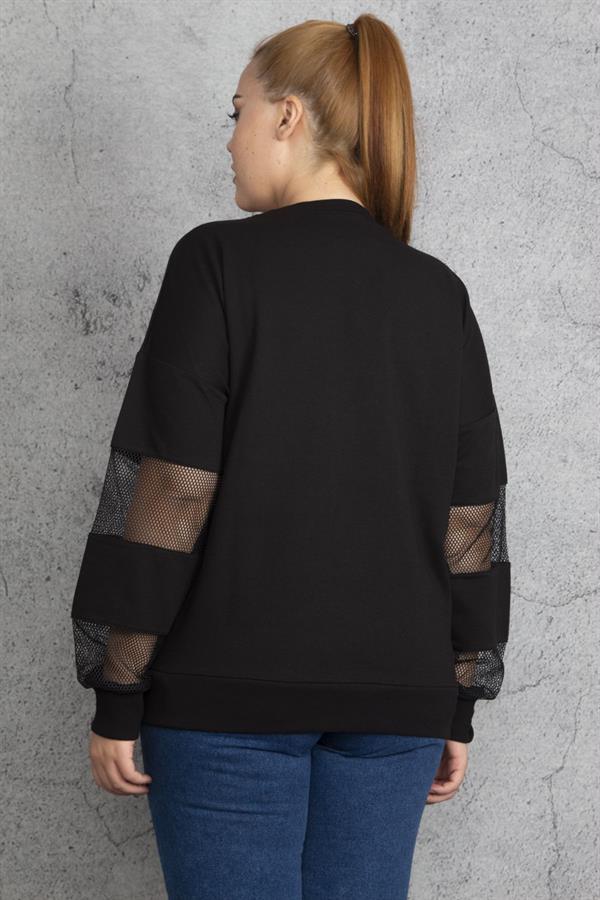 Women's Khaki Mesh Detailed Sweatshirt 65N18844