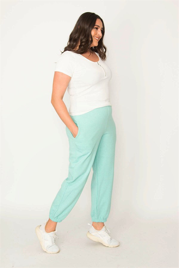 Kadın Gri Pamuklu Kumaş İçi Şardon Paça Ve Bel Lastikli Cep Detaylı Eşofman Alt  65N30436