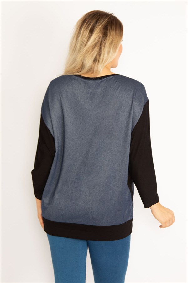 Kadın Siyah Yarasa Kol Ön Detaylı Tunik 65N34638