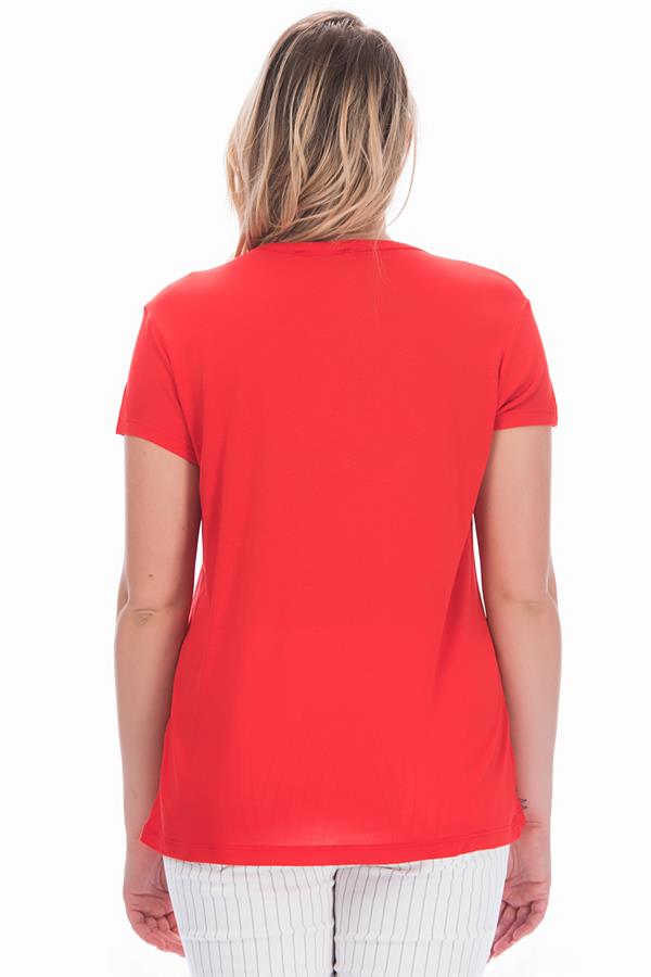 Women's White V-Neck Viscose Blouse 65N22538