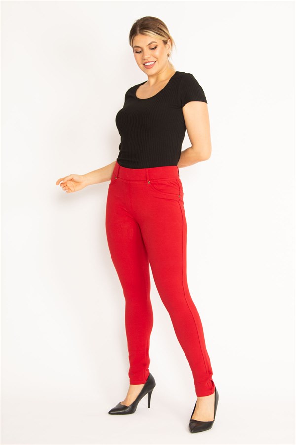 Kadın Kahve Ön Süs Ve Arka Cepli Tayt  65N34534