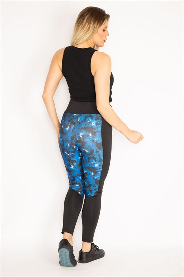 Kadın Saks Toparlayıcı Spor Tayt Pantolon 65N35240