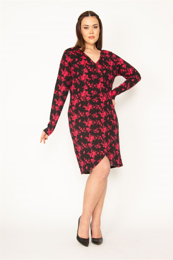 WOMEN'S BLACK SKIRT WRAPPED DRESS