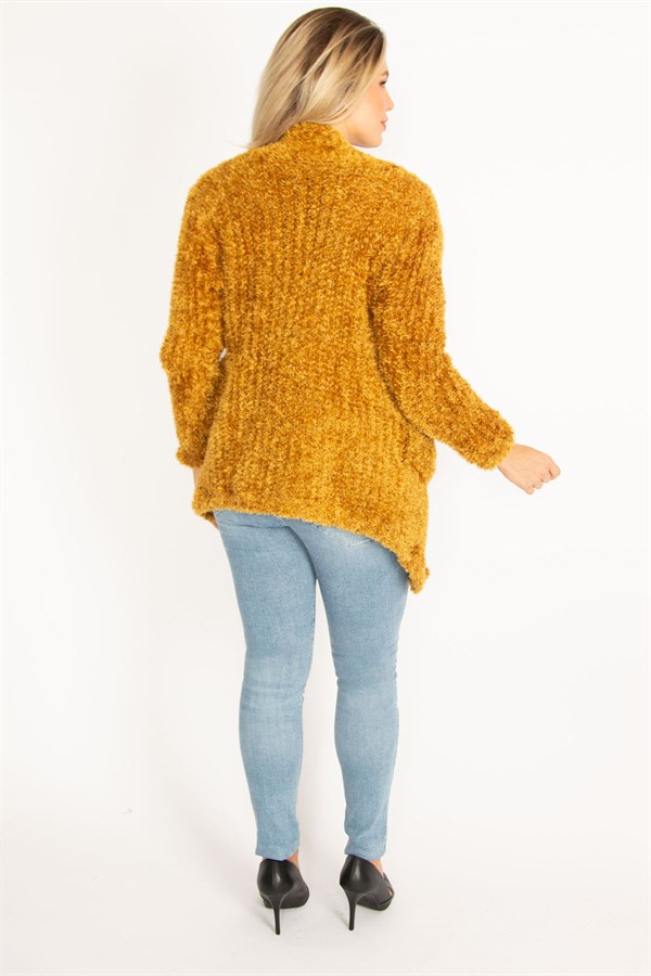Kadın Safran Cepli Kalın Triko Hırka 65N34602